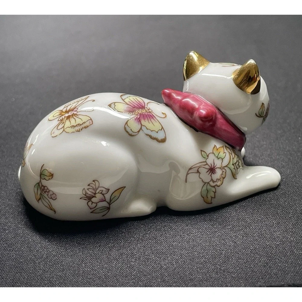 Vintage 1986 Faberge Satsuma Cat 24k Gold Accents Franklin Mint Made in Japan